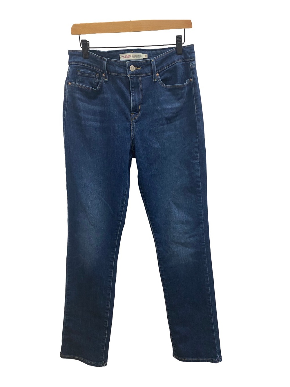 Levi Strauss Signature | Mid-Rise Straight Dark Blue Jeans